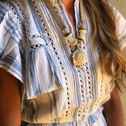 Twine + Twig Antler Slim Burr Necklace | B + W