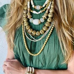 Twine + Twig B+W Collection Layered Classic Necklace | White + Gold