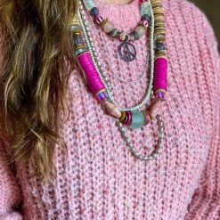 Twine & Twig Stacked Classic Necklace | Pink + Pavé